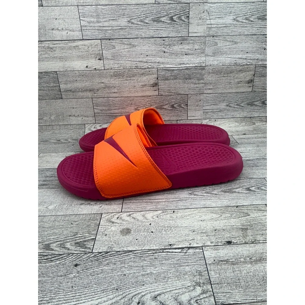 Nike Benassi JDI Women Orange Magenta Slides Sandals‎ 312432-866 Size 9